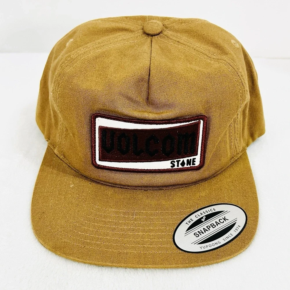Volcom Stone Patch Logo Hat Cap Adjustable Snapback Brown Outdoors Sports Casual